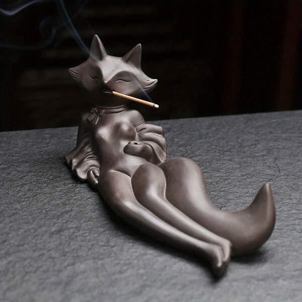 1pc Funny Fox Incense Holder Burner - Incense Sticks Holder, Cute Ceramic Incense Burner, Without Sandalwood Incense Sticks, For Aromatherapy/Yoga/Meditation/Home Living Room Office Decor