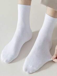 5 perechi de șosete medii, șosete subțiri, culoare uni pentru bărbați, respirabile, șosete sport casual pentru patru sezoane, șosete de izolare din poliester și bumbac pentru femei, șosete noi pentru femei, toamnă