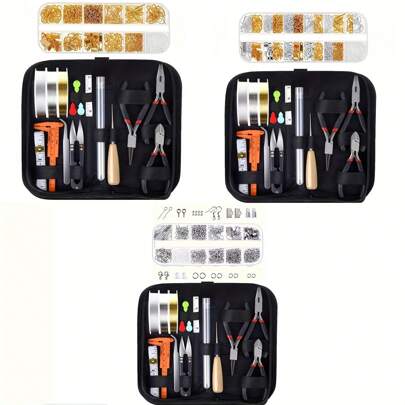 1set/1box 3colors Jewelry Making Starter Kit Earrings Necklace Findings DIY Beads Plier Tools Set Jewelry Repair Tool Set Jewelry Accessories Suitable For Adults And Beginners