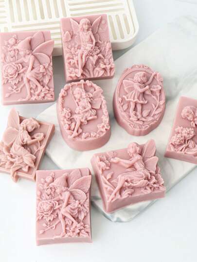 3D Flower Fairy Silicone Soap Mold - Angel Girl Design With Rose & Butterfly, 7 Sizes For DIY Handmade Soaps, Lotion Bars, And Crafts, Easy Release & Clean, Non-Stick Smooth Surface, Handmade Crafts | Angelic Motif | Intricate Detailing