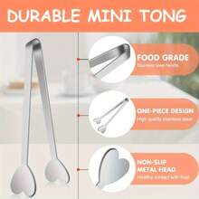 2 件/12 件套装可爱心形迷你夹子，精致不锈钢方糖夹，适合开胃菜/小吃/糖果/奶酪的小夹子，适合婚礼/生日/乔迁的精美礼物，可用洗碗机清洗 - 彩色 - 查看 6