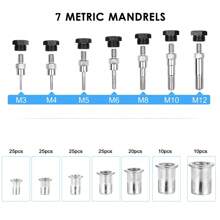 Rivet Gun Set, Rivnut Tool Kit, Heavy Duty Hand Riveter With M3-M12 7PCS Metric Mandrels, 140Pcs Nuts And Rivets, Pop Rivet Gun Set With  Storage Case - Blue - View 5