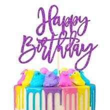 1pc Happy Birthday Cake Topper, Glitter Happy Birthday Cake Sign, Decoration For Birthday, Anniversary Party Cake - Multicolor - View 14