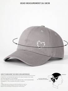 1 件心形印花水洗可调节棒球帽，户外复古风格防晒休闲帽，适合春季、秋季旅行、海滩 - 印刷 - 查看 8