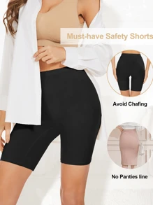 2 piezas Pantalones de seguridad informales de cintura media sin costuras para mujeres, pantalones cortos tipo bóxer para mujeres, pantalones cortos antirozamiento, ropa interior y pantalones cortos para bicicleta