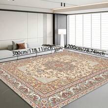 1pc Turkish Art Carpet, Crystal Velvet 700g/Sq.M, Dotted Bottom, 5mm Thickness. Machine Washable, Fade-Resistant Carpet, Anti-Slip . Suitable For Holidays And Any Space Including Hotel, Office, Sofa, Bedside, Kitchen, Laundry Room, Corridor, Porch, Staircase Mother's Day