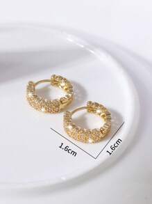 1 对婚礼季节水钻镂空雏菊水晶花卉女士休闲环状耳环 - 金色 - 查看 2