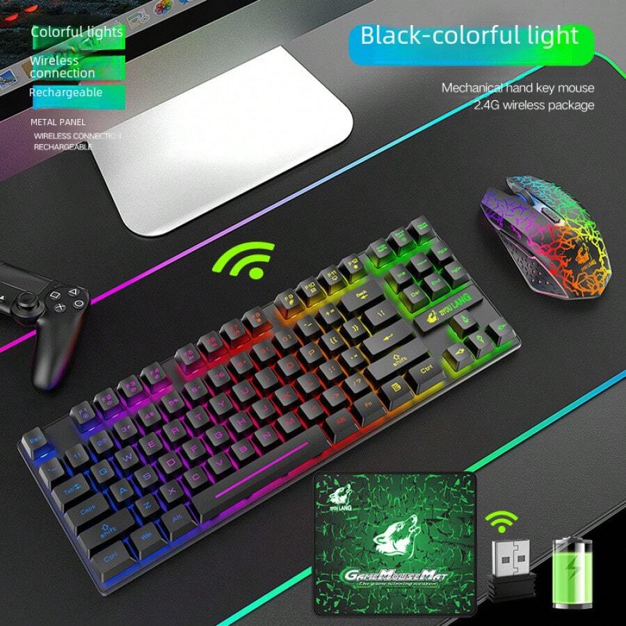 T87无线充电键盘鼠标套装，游戏背光无线键盘鼠标组合 - 查看 1