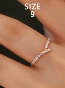 1pc 925 Sterling Silver Versatile Chic V-Shape Cubic Zirconia Heart Design Ring, Elegant Jewelry Suitable For Women's Daily Wear, Bridal, Holiday, Party Gift