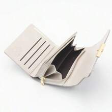 A Purple Short Wallet 2025 Spring Fresh Solid Color Buckle Folding Can Be Expanded Gift High Texture Student Hand Bag Daily Household Storage Bag Bank Card Documents Multi-Functional Wallet Purse Wallet Mini Wallet Small Wallet