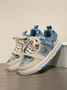 Women's New Vintage Low-Top Lace-Up Patchwork Casual Sneakers, Stylish Daily Versatile Outdoor Sports Shoes, All Seasons