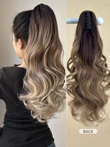 爪形马尾辫接发 22 英寸渐变自然波浪波浪形柔软自然外观耐热纤维合成假发适合女性日常使用 - 漸層 - 查看 11