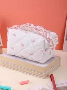 1 件蕾丝蝴蝶结铅笔盒，清新甜美风格大容量铅笔盒，铅笔盒卡哇伊文具，送朋友的返校礼物铅笔盒 - 彩色 - 查看 10