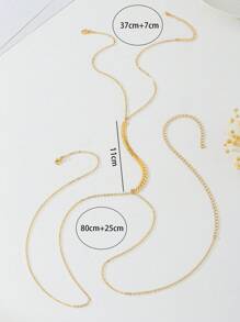 1pc Vacation Style Summer Beach Bikini Minimalist Sexy Wheat Ear Chain Necklace For Women - Golden - View 5