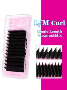 Aguud 12排 M卷 8-15mm & 混合0.07mm 柔软浓密哑光丝绒假睫毛托盘，猫眼效果，散落根部，韩式PBT单根假睫毛嫁接 - M - 查看 2