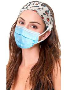 1pc Stretchable Women Medical Anti-Pressure Button Face Mask, Electrocardiogram Medical Equipment & Stethoscope Print Sports Sweatband, Unisex Breathable Anti-Slip Headband For Exercise