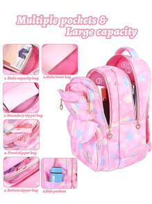 3 Pieces/Set Girls School Backpack With Lunch Bag And Pencil Case, Outdoor Travel Bag, Large Capacity Lightweight Student Schoolbag, Back To School Essential, Suitable For Teenage Girls Students At School And Daily Use