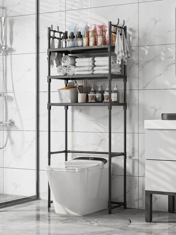 1 pieza Estante de piso de baño de 2-3 niveles, estantería de almacenamiento para el baño, organizador de baño autoportante sin taladro, adecuado para lavadora, lavabo, vuelta al colegio