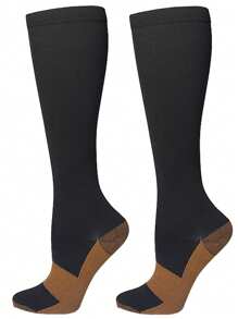 3 pares de medias de compresión para hombres, calcetines deportivos hasta la rodilla de 20-30 mmHg, medias de compresión médicas para edema y venas varicosas para mujeres