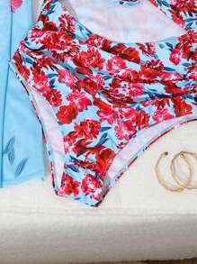 Women's One-Piece Swimwear Set, Printed Long Dress Fashionable Beach Resort Summer Swimwear