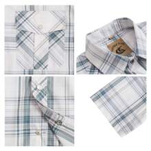 Men's Western Cowboy Short Sleeve Pearl Snap Casual Plaid Work Shirts - White Plaid #28 - 查看 3