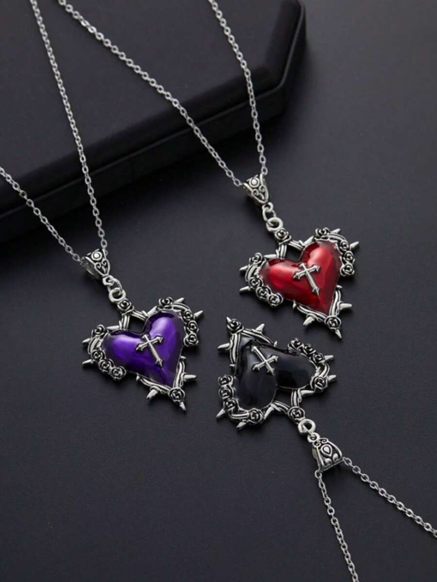 1 pieza Collar de cruz del amor con espinas de estilo punk gótico, de estilo oscuro y dulce, accesorios de joyería para fiestas de mujeres