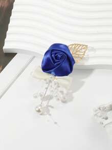 1入組女性花和人造珍珠裝飾優雅胸花適合婚禮派對 - 彩色 - 查看 6