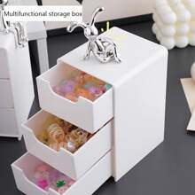 1 pièce Mini organiseur de bureau à 3 étages avec 3 compartiments, Mini boîte de rangement pour le maquillage style tiroir, petit conteneur de rangement de bureau pour les bijoux, les rouges à lèvres, les fournitures de bureau. Décoration de salle de bain maison Organisateur de maquillage d'été Retour à l'école