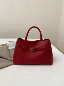 1pc Women's Tote Bag, Solid Color With High-Quality PU Leather Material