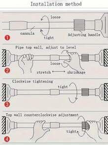 1 件可调节不锈钢衣柜杆、可扩展浴室毛巾杆、衣架、窗帘杆、衣柜挂杆、伸缩浴帘杆、阳台杆 - 无需钻孔,适合窗帘、门和衣物卧室、收纳架 - 彩色 - 查看 9