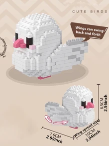 1 pieza Conjunto de bloques de construcción 3D con diseño creativo y DIY de pájaro, loro, gorrión, animal en estilo de dibujos animados, juguete educativo de ensamblaje, mejor regalo para amigos y familia, regalo de cumpleaños
