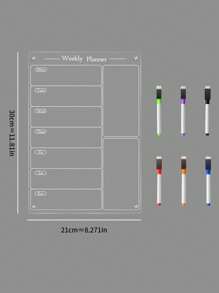 1 pieza Pizarra magnética semanal de acrílico con plan de menú (incluye 6 bolígrafos magnéticos borrables en seco), pizarra blanca reutilizable, planificador semanal, pizarra de menú, pizarra de mensaje transparente y borrable