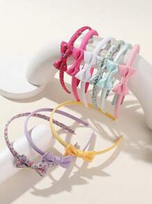 9pcs/Set Colorful Floral Bow Headbands For Girls, Decorative Children Hair Accessories For Everyday Use - Multicolor - View 4