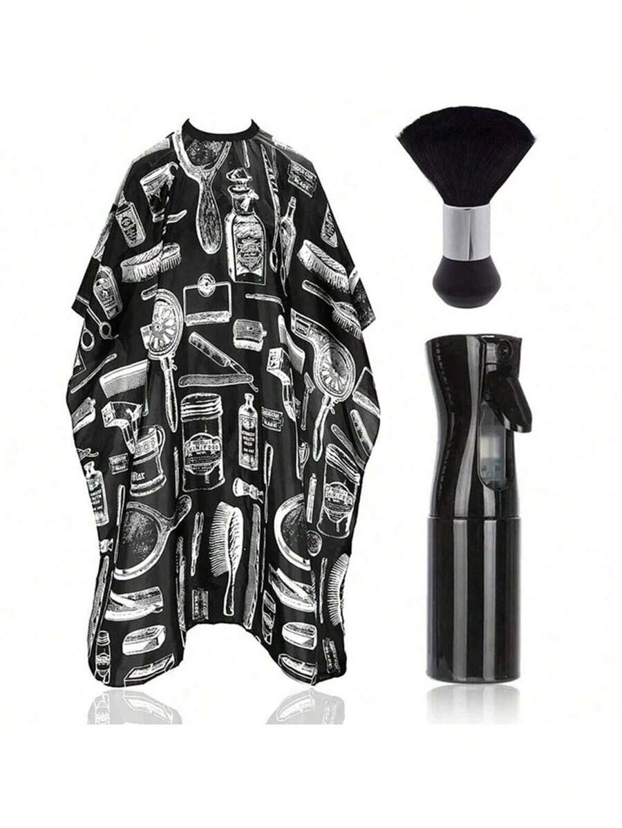 1/2/3 pièces Cape de coiffure professionnelle pour barbier, Cape de coupe de cheveux avec brosse à duster de cou, Tablier de coiffure, Châle de teinture capillaire, Brosse de nettoyage, Bouteille de vaporisateur de salon de coiffure, Bouteille de vaporisateur de coiffure, Bouteille de vaporisateur d'alcool, Bouteille de vaporisateur haute pression, Accessoires de coiffure (Halloween, Costume Party, Robe de fête, Accessoires de festival, Bandeau de jeu de rôle), Rentrée scolaire, Accessoires de voyage, Accessoires pour cheveux pour femmes