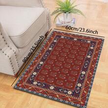 1pc Classic Style Retro Area Rug, 700g/Sqm Crystal Velvet, 5mm Thickness, Washable Non-Fading Carpet, Slip-Resistant, Suitable For Holidays And Any Space Including Hotel, Office, Sofa, Bedside, Kitchen, Laundry Room, Hallway, Porch, Entryway And Stairs Mother's Day