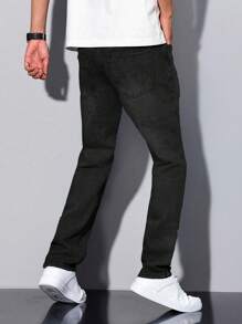 Shendy Vendy Men's Slim Pants, Fashion Stretch Skinny Denim Pants, Classic Men's Jeans With Pocket - 黑與白 - 查看 2