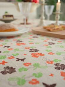 MeijiaMo 1 pièce Nappe rectangulaire imprimée de papillons et de fleurs, tapis de table décoratif de style bohème en polyester pour la chambre, l'hôtel, la cuisine, la salle à manger, les fêtes, les vacances, convient pour les tables rondes/carrées, toutes saisons