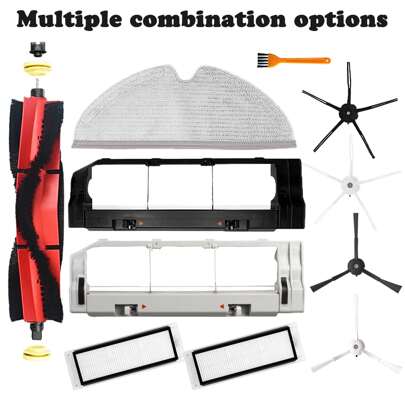 Ersättningsreservdelar kompatibla med Roborock S5,S5MAX,S6,S6MAX,S50,E4,S6 PURE,E5,S51,S52,S55,E2,E3,E5 E20 E25 E35 S50 S65 Xiao Mi Mijia Robotdammsugare,Tillbehör Avtagbar Borste, filter, moppduk och huvudborste Omslag.