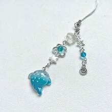 Handmade Beaded Cute Cartoon Ocean Animal Whale & Shark Phone Charm, Polka Dot Decor Keychain For Phone, Accessories Gifts For Mother, Family, Friends, Birthday, Holiday Phone Chain