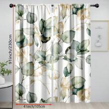2片装桉树叶绿色植物图案窗帘，涤纶材质，适用于厨房、咖啡厅、客厅、餐厅、阳台、花园、卧室装饰，四季皆宜 - 彩色 - 查看 9