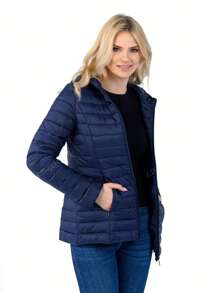 Piumino da donna trapuntato con imbottitura leggera, cappotto a bolle ripiegabile