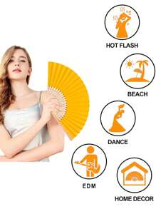 1 件手持纸扇纸折扇，多色折扇，纯色扇，舞蹈道具，空白设计扇，绘画折扇，办公室装饰扇，DIY 折扇 - 彩色 - 查看 8