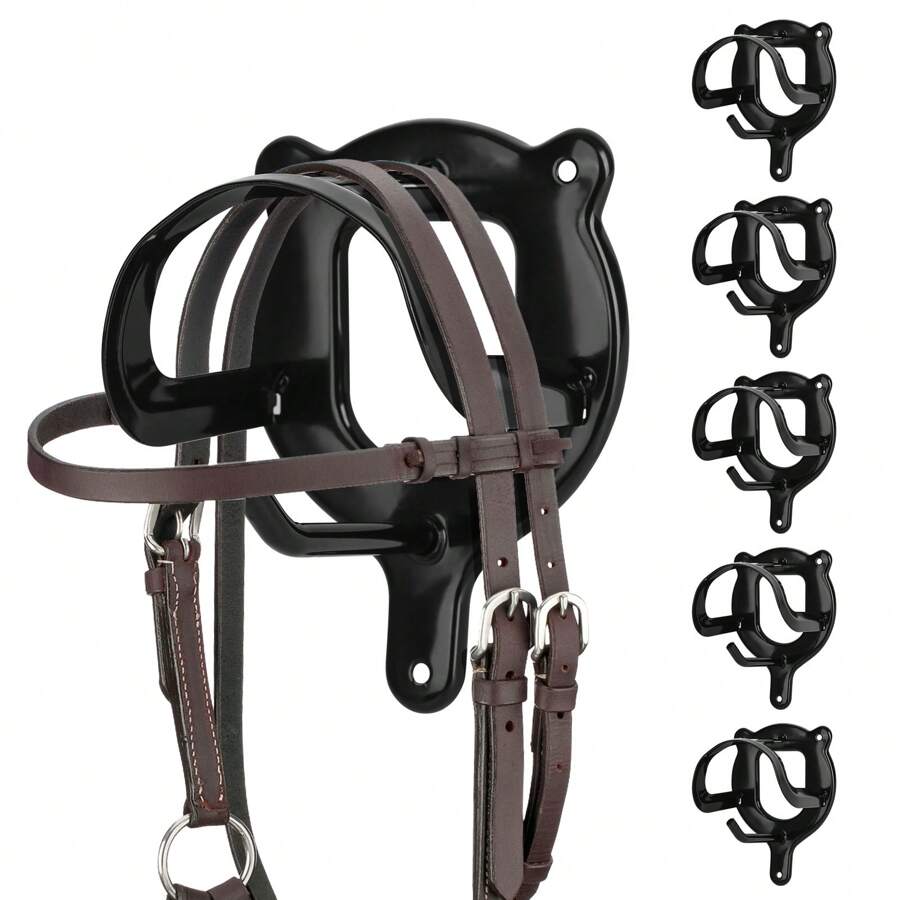 6pcs Horse Bridle Rack Bridle Bracket Bridle Hooks Horse Tack Storage Rack Halter Hanger Bridle Holder - Black - View 1