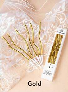 6/12/18pcs Metal Spiral Cake Candles, Long Curled Candles With Holders, Suitable For Birthday, Wedding, Party (Gold/Silver)