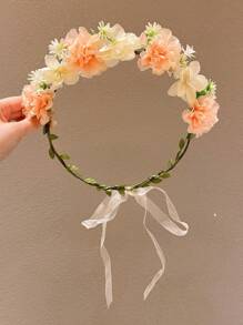 1pc Colorful Cute Flower Wreath Hair Band, Hair Accessory That Won't Damage Hair - Multicolor - View 9