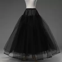 4 Layer Boneless Ruffle Petticoat, Bridal Dress Underskirt Without Hoops, Black & White, For Wedding Dress, Stage Performances, Hard Tulle Crinoline