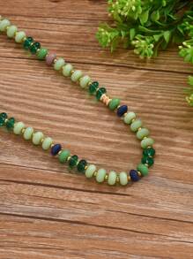1 st. Elegante Vintage Veelzijdige Willekeurige Kleur Natuurlijke Steen Kralen Choker Ketting, Geschikt Voor Dagelijkse & Vakantiekleding Voor Vrouwen
