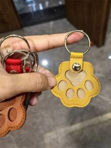 Customized Pet Hair Commemorative Dog Paw Keychain Leather Palm Print Cat Paw Cartoon Keychain Pendant
