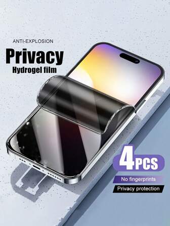 4 Pcs Privacy Anti-Spy Hydrogel Film Screen Protector Compatible With IPhone Gift For Birthday, Family, Friends Phone Screen Protector, Phone Accessories