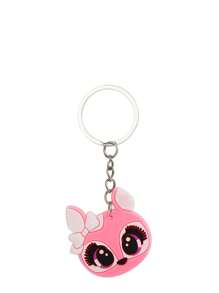 1/6 Piezas Llavero con colgante de anillo de hierro/plástico de niño y niña con diseño de gato de dibujos animados, lindo accesorio decorativo para equipaje, pequeño regalo para familiares y amigos - A - Ver 9